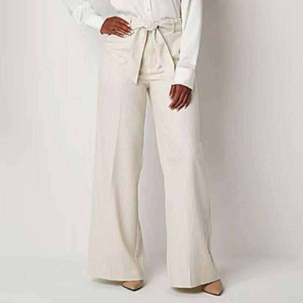 Worthington Striped Wide Leg Tie Waist Trousers Women’s Size 6